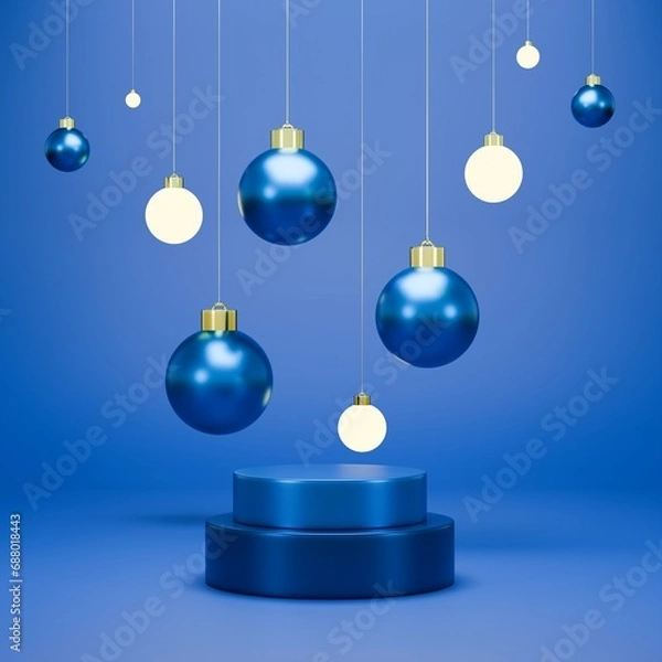Fototapeta blue christmas background , 3d render