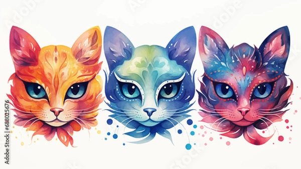 Obraz Cat Mask Vector Watercolor Design