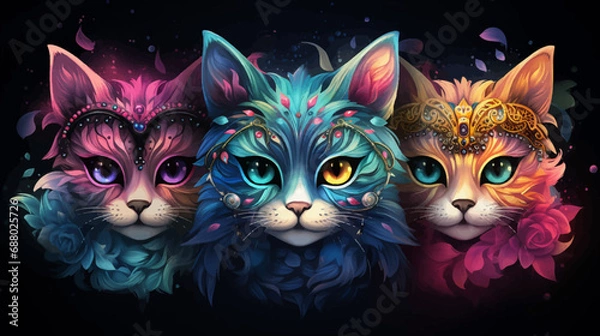 Obraz Cat Mask Vector Watercolor Design