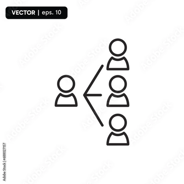 Fototapeta organizational structure icon, leader to staff, vector eps 10