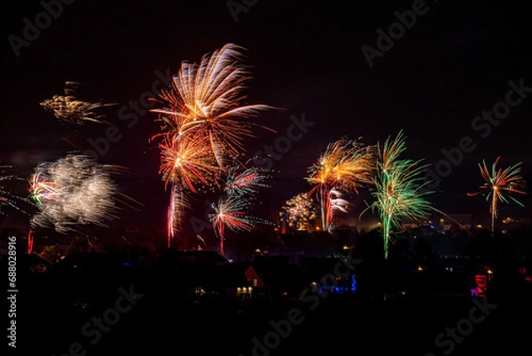 Obraz Freworks in a village