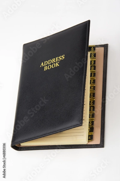 Fototapeta Black leather address book with A-Z tabs