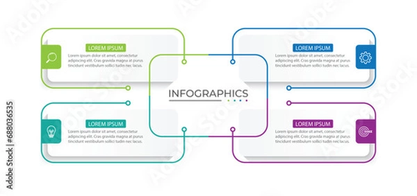 Fototapeta Vector Infographic label design template with icons and 4 options or steps.