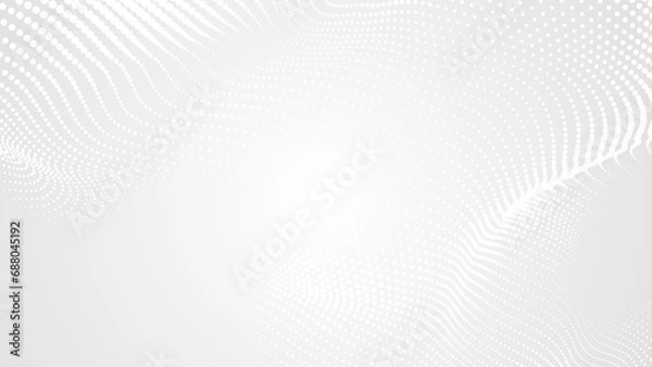 Obraz Dot white gray wave light technology texture background. Abstract big data digital concept. 3d rendering.