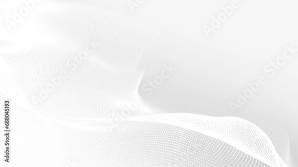 Fototapeta Dot white gray wave light technology texture background. Abstract big data digital concept. 3d rendering.