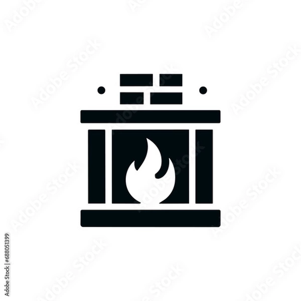 Fototapeta Winter holidays. Fireplace icon. Vector