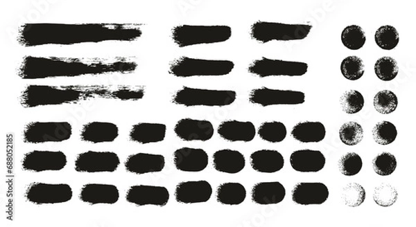 Fototapeta Hand Drawn Round Sponge Regular Artist Brush Straight Lines High Detail Abstract Vector Background MEGA Set 