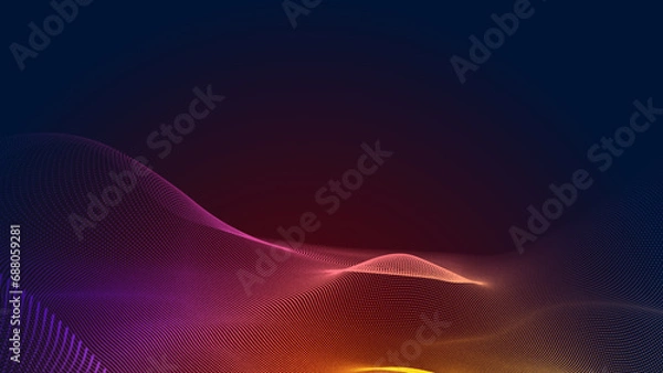 Fototapeta Abstract dot red purple wave gradient texture technology background.
