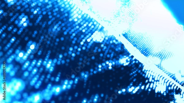 Obraz Abstract dot white blue wave gradient texture technology background.
