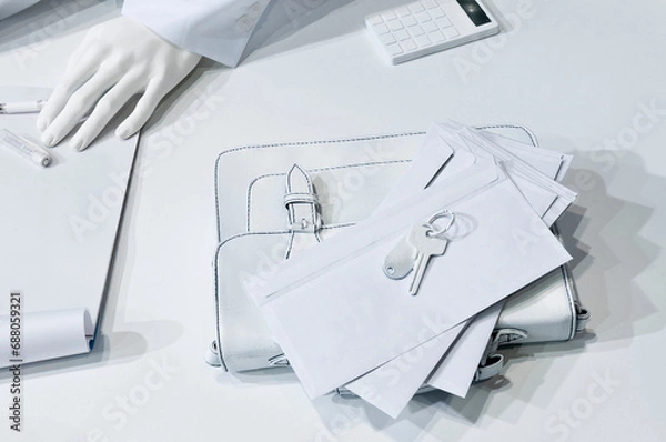 Obraz Weiße Büro Utensilien am Arbeitsplatz