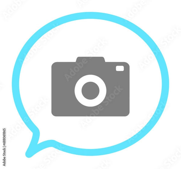 Fototapeta 水色｜シンプルなカメラと吹き出し