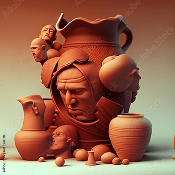 Fototapeta Ceramic Symphony: Terracotta Art Harmonizing Form and Function