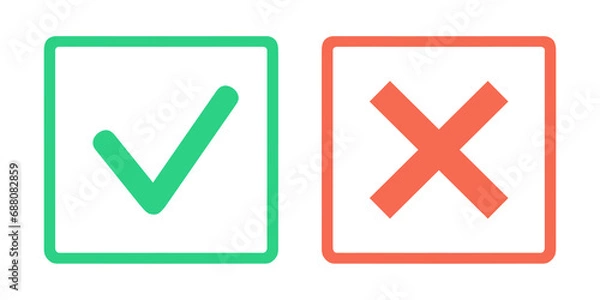 Fototapeta 緑色と赤色｜チェックマークとバツマーク
