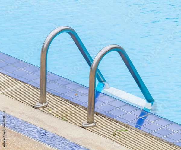 Fototapeta Pool ladder With side drainage channels
