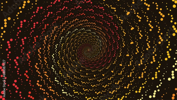 Fototapeta Abstarct spiral vortex style round warm color ring background in dark color. This creative simple minimalist style background can be used as a banner or wallpaper.