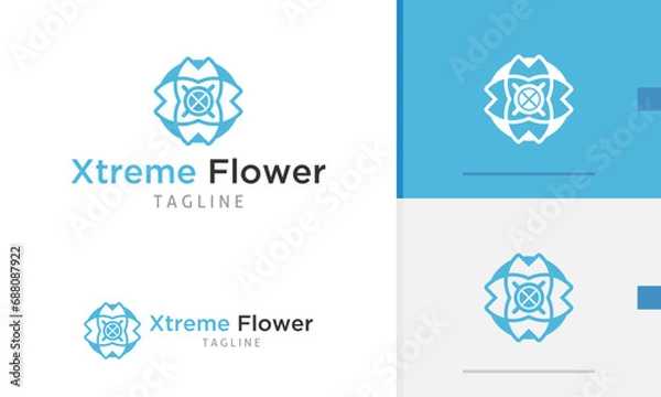Fototapeta Logo design icon abstract geometric beautiful flower pattern in flat modern style