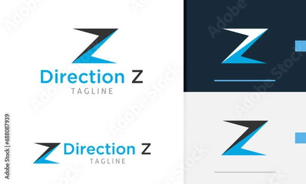 Obraz Logo design icon abstract geometric letter Z with modern and tech style, simple initial alphabet
