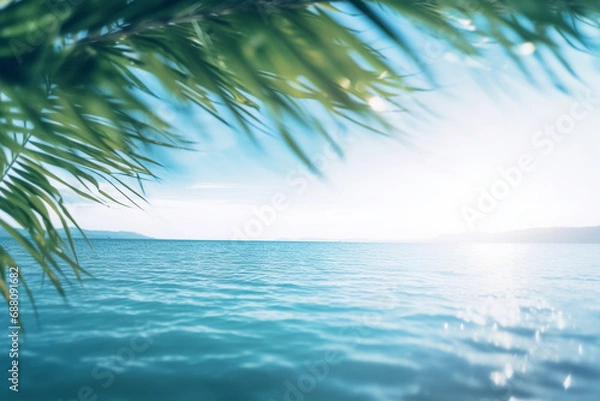 Fototapeta Beach chair with umbrella on the beach. 3d render.