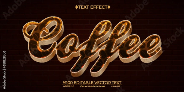 Obraz  Coffee Editable Vector 3D Text Effect