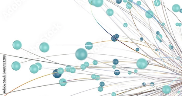 Fototapeta Gene lines and nodes, biological gene structure, 3d rendering.