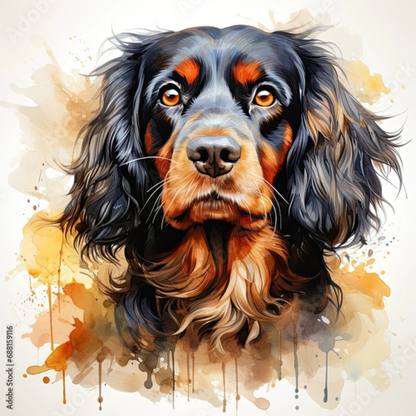 Fototapeta watercolor Cavalier King Charles Spaniel clipart, Generative Ai