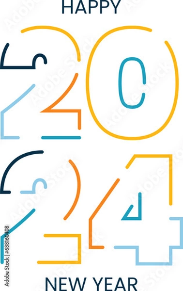 Obraz Happy New Year 2024! Vector design 