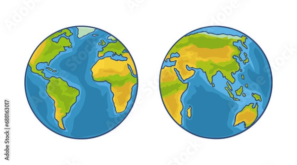 Fototapeta Earth planet globe. Vector color flat illustration isolated on white background. For web, poster, info graphic.