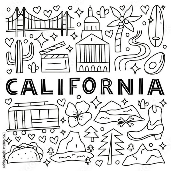 Obraz California national landmarks and attractions.