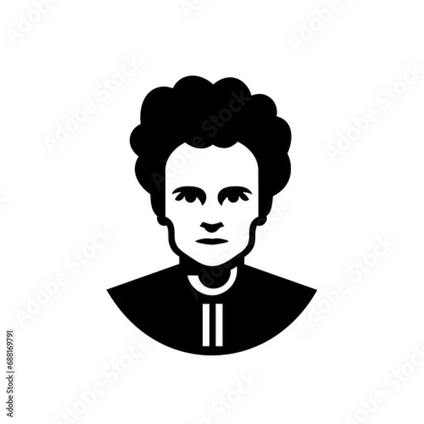 Fototapeta Marie Curie Sklodowska, scientist, physicist, minimalistic black and white icon