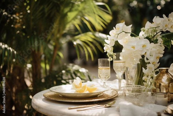 Fototapeta Table setting for garden dinner