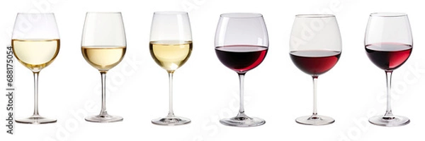 Obraz Round red wine and white glass on transparent background or PNG file made with Ai generative technology