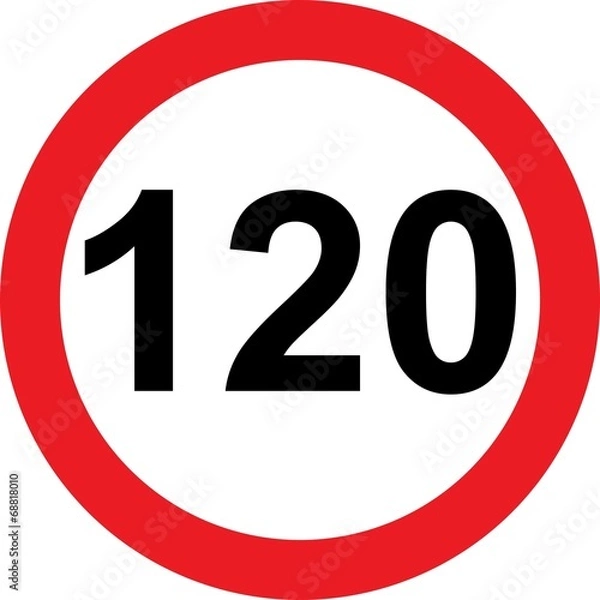 Fototapeta 120 speed limitation road sign