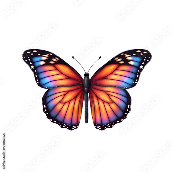 Fototapeta Colorful butterflies isolated on transparent background