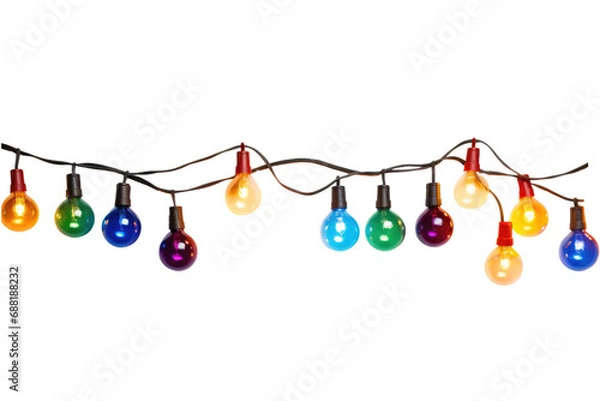 Obraz String of Christmas lights isolated on transparent background.