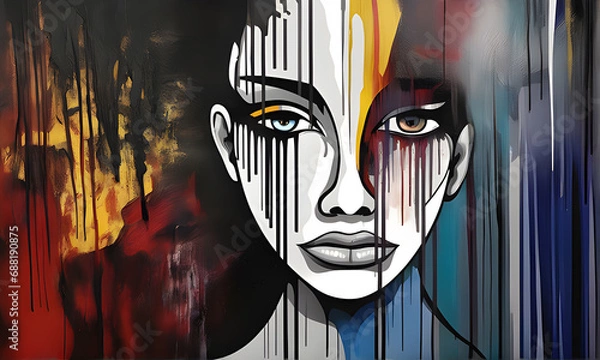 Fototapeta Depression and Anxiety Abstract Art - Mental Health Awareness - Social Issues - Generative AI