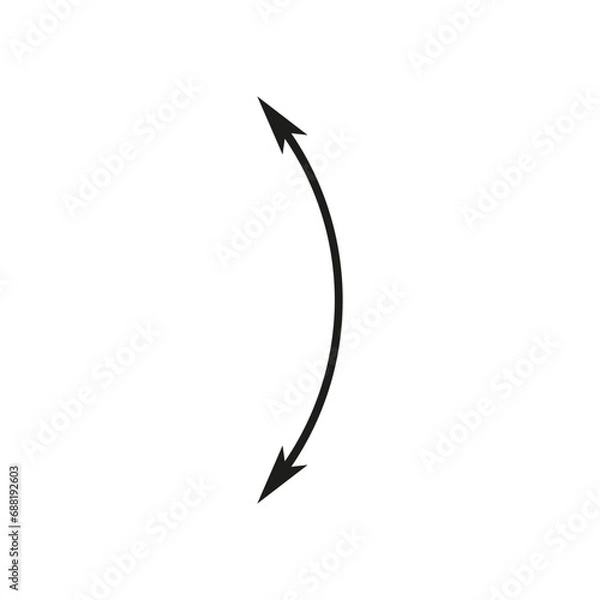 Fototapeta Dual semi circle arrow. Vector illustration. Semicircular curved thin long double ended arrow.	
