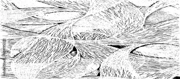 Fototapeta Monochrome texture composed of irregular graphic elements. Distressed uneven grunge background. Abstract vector illustration. Overlay for interesting effect and depth. Isolated on white background.