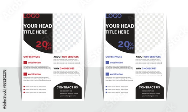 Fototapeta flyer bundle,decoration for exhibition standee and banner template printing presentation and brochure flyer bundle size A4 Easy to use and edit layout  Presentation Creative medical healthcare.