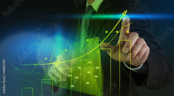 Obraz businessman hand working with new modern computer and business s