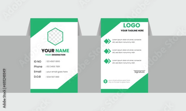Fototapeta Employee ID. Simple realistic design ID Card Template | Office Id card | Employee Id card for your company Vector id card template with clasp and lanyard