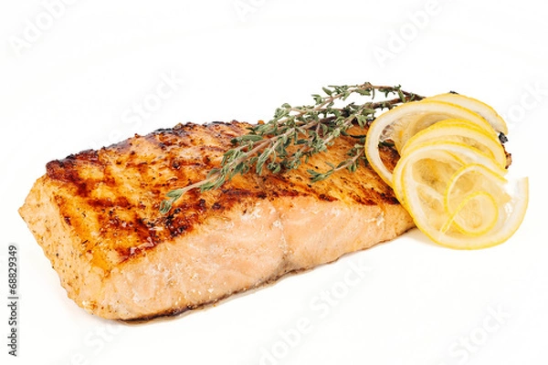 Obraz Grilled fish, salmon steak