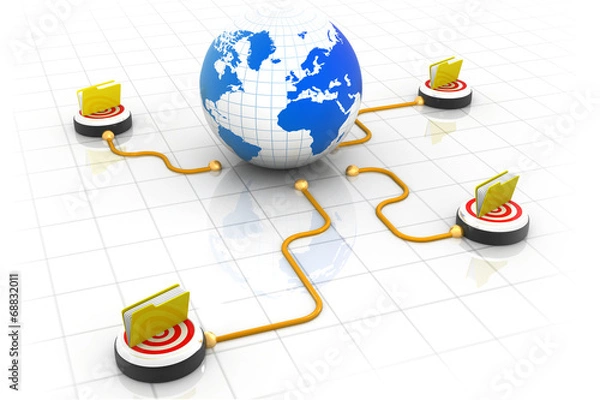 Obraz 3d globe with several folders network .