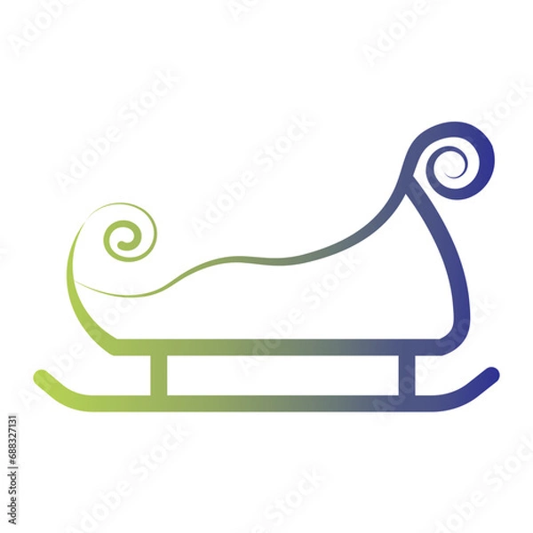Fototapeta sleigh icon on line gradient style