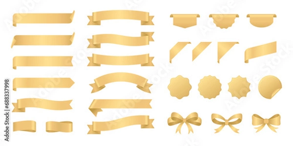 Obraz realistic shiny gold ribbon banner collection 