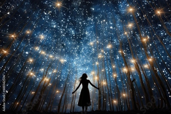 Obraz Starlit Sky Canopy: Dancing beneath a canopy of stars, the Sugar Plum Fairy's movements are accompanied by the soft glow of starlight. 