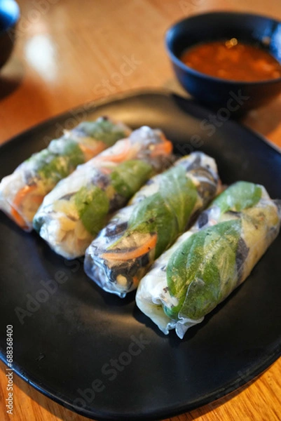 Obraz rice paper rolls on a plate