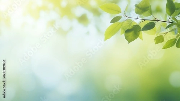Obraz Spring background, green tree leaves on blurred background