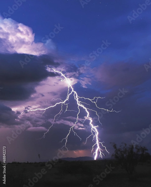 Obraz A Bolt of Lightning in the Desert Night