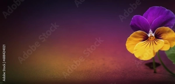 Fototapeta  a close up of a purple and yellow flower on a purple and pink background with a blurry back ground.