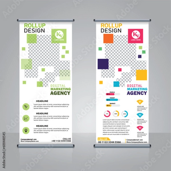 Fototapeta Roll up standee banner design template